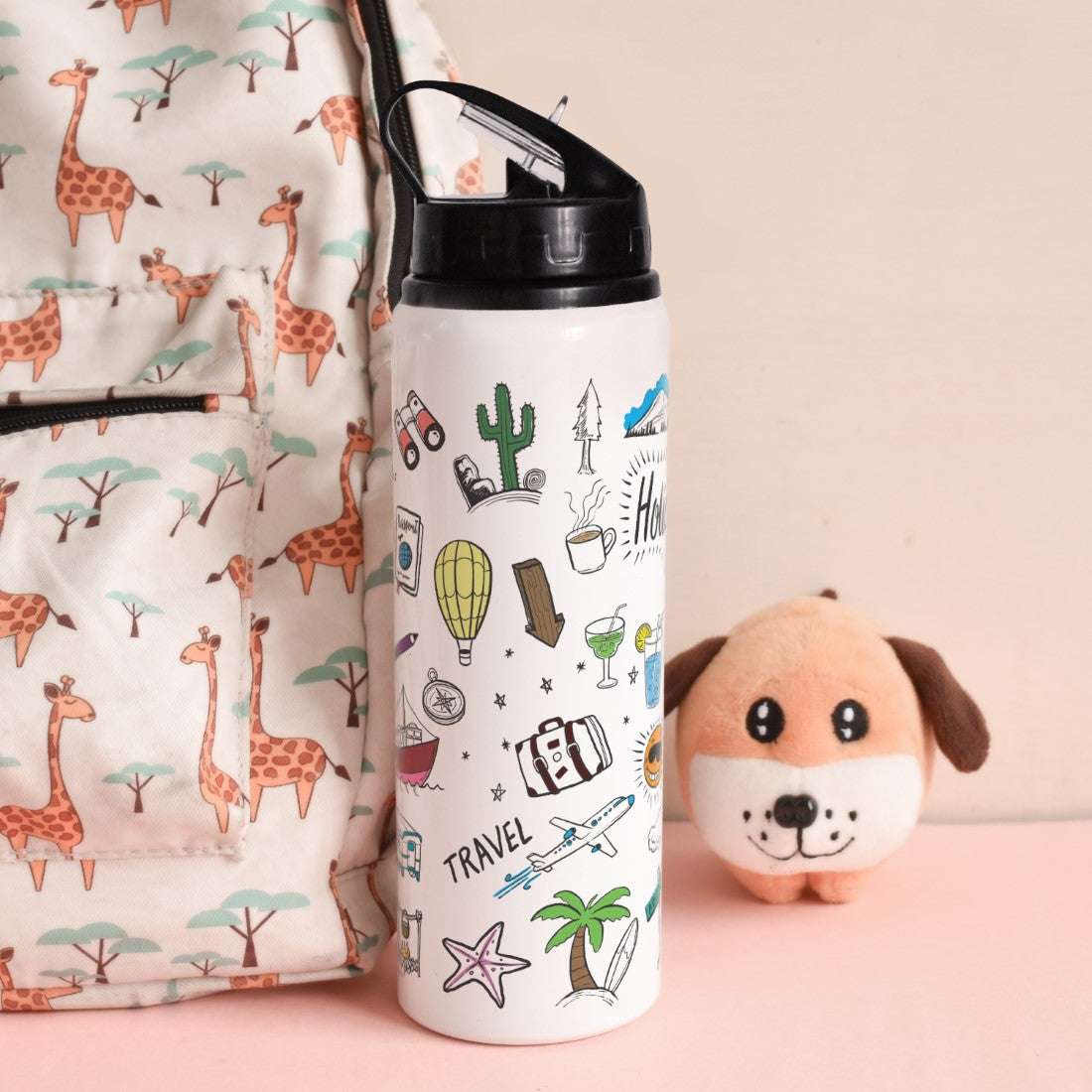 Indigifts Doodle Art Printed Customized Aluminium Sipper (750ml): Love-themed Bottle for Office and Valentines