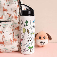 Indigifts Doodle Art Printed Customized Aluminium Sipper (750ml): Love-themed Bottle for Office and Valentines
