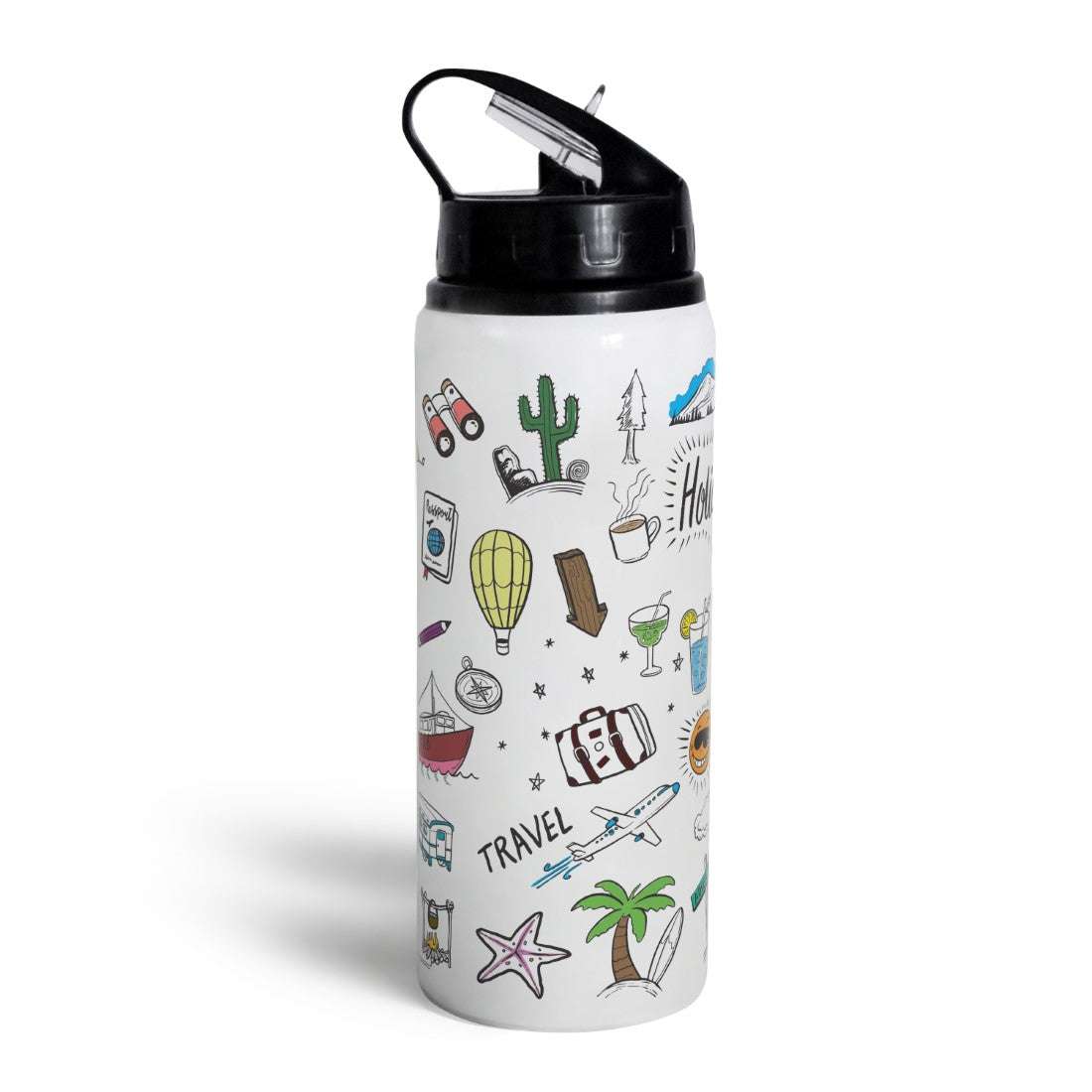Indigifts Doodle Art Printed Customized Aluminium Sipper (750ml): Love-themed Bottle for Office and Valentines
