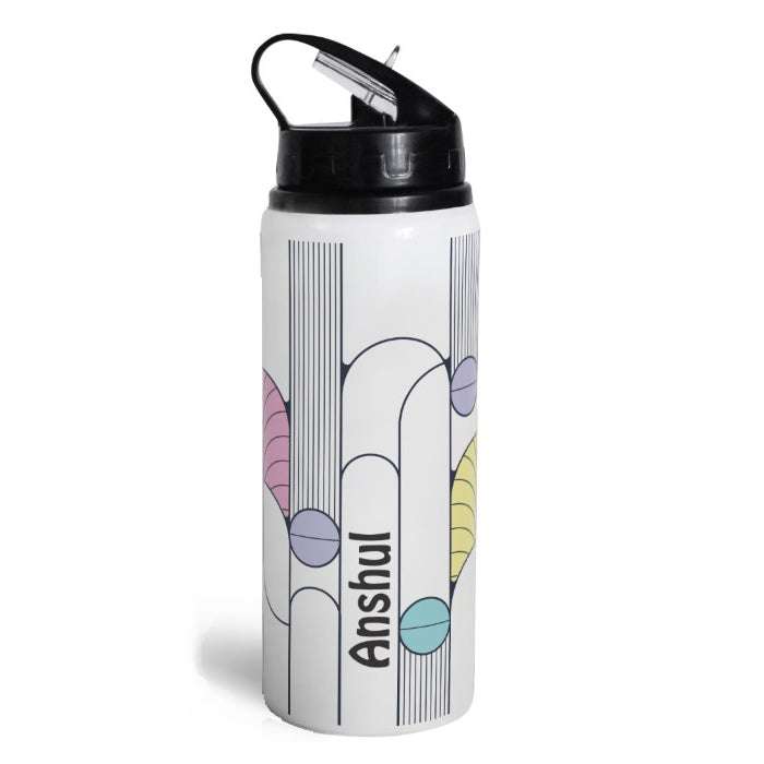 Indigifts Geometric Printed Customized Aluminium Sipper (750ml): Love-themed Bottle for Office and Valentines