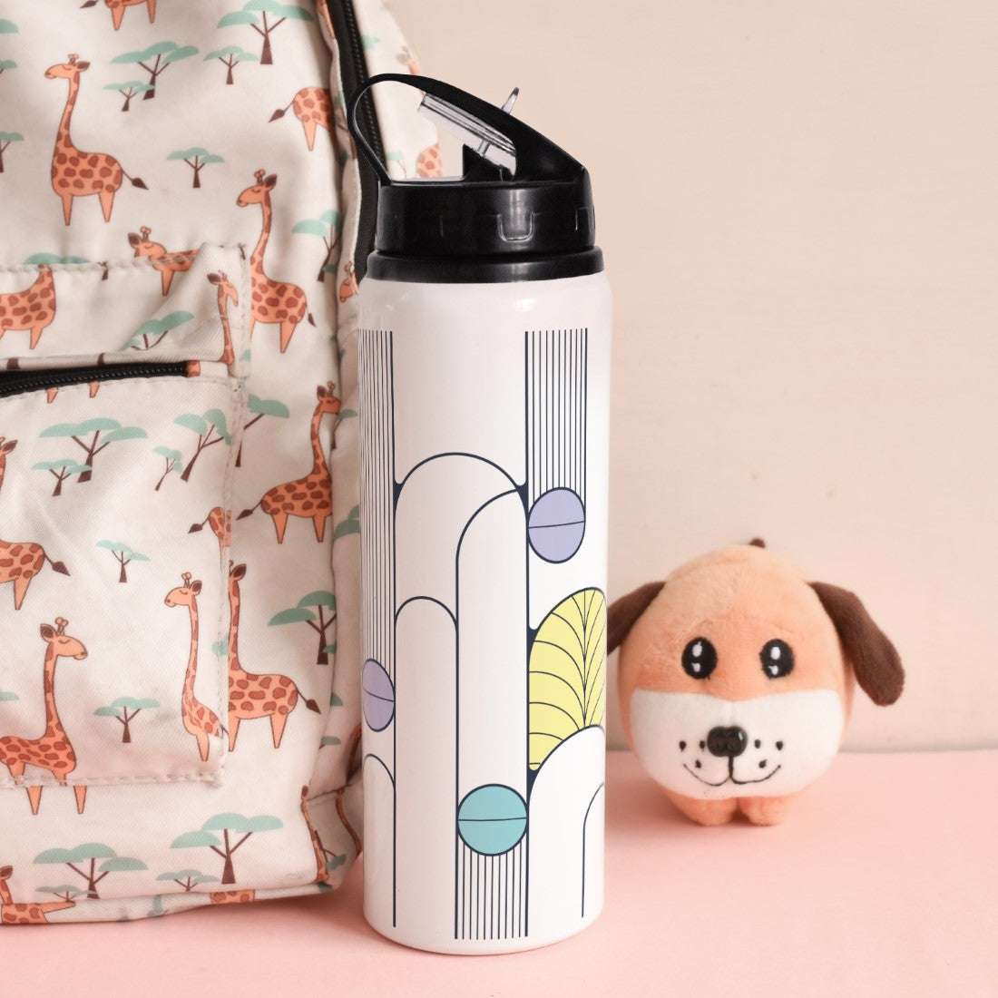 Indigifts Geometric Printed Customized Aluminium Sipper (750ml): Love-themed Bottle for Office and Valentines