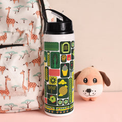 Jumble Art Printed Aluminium Sipper Water Bottle 750ML For Valentine Day Gift