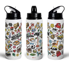 Good Morning - Doodle Print Aluminium Sipper Water Bottle - Discovering India