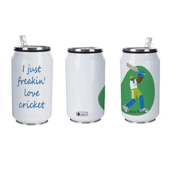 Cricket Love Personalised Sipper Can With Lid And Straw - 350 ML