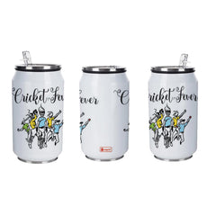 Cricket Fever Printed Sipper Can With Lid And Straw - 350 ML