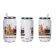 Watch Cricket Printed Sipper Can With Lid And Straw - 350 ML