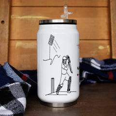 Cricket In Blood Personalised Sipper Can With Lid And Straw - 350 ML