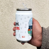 Stop Talking Start Batting Printed Sipper Can With Lid And Straw - 350 ML