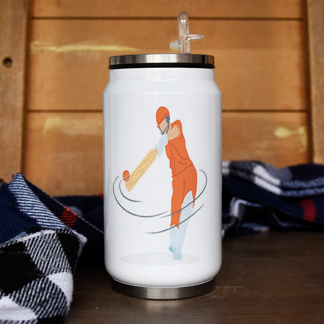 Champions Are Not Born Printed Sipper Can With Lid And Straw -350 ML