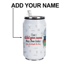 Cricket Love Boyfriend Personalised Sipper Can With Lid And Straw - 350 ML