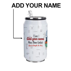Cricket Love Girlfriend Personalised Sipper Can With Lid And Straw - 350 ML
