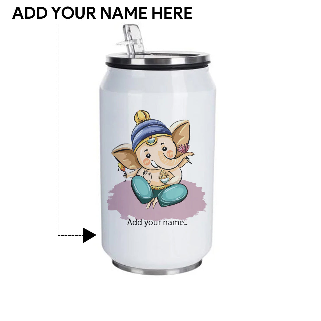 Gannu Printed Customized Steel Sipper Can 350 Ml