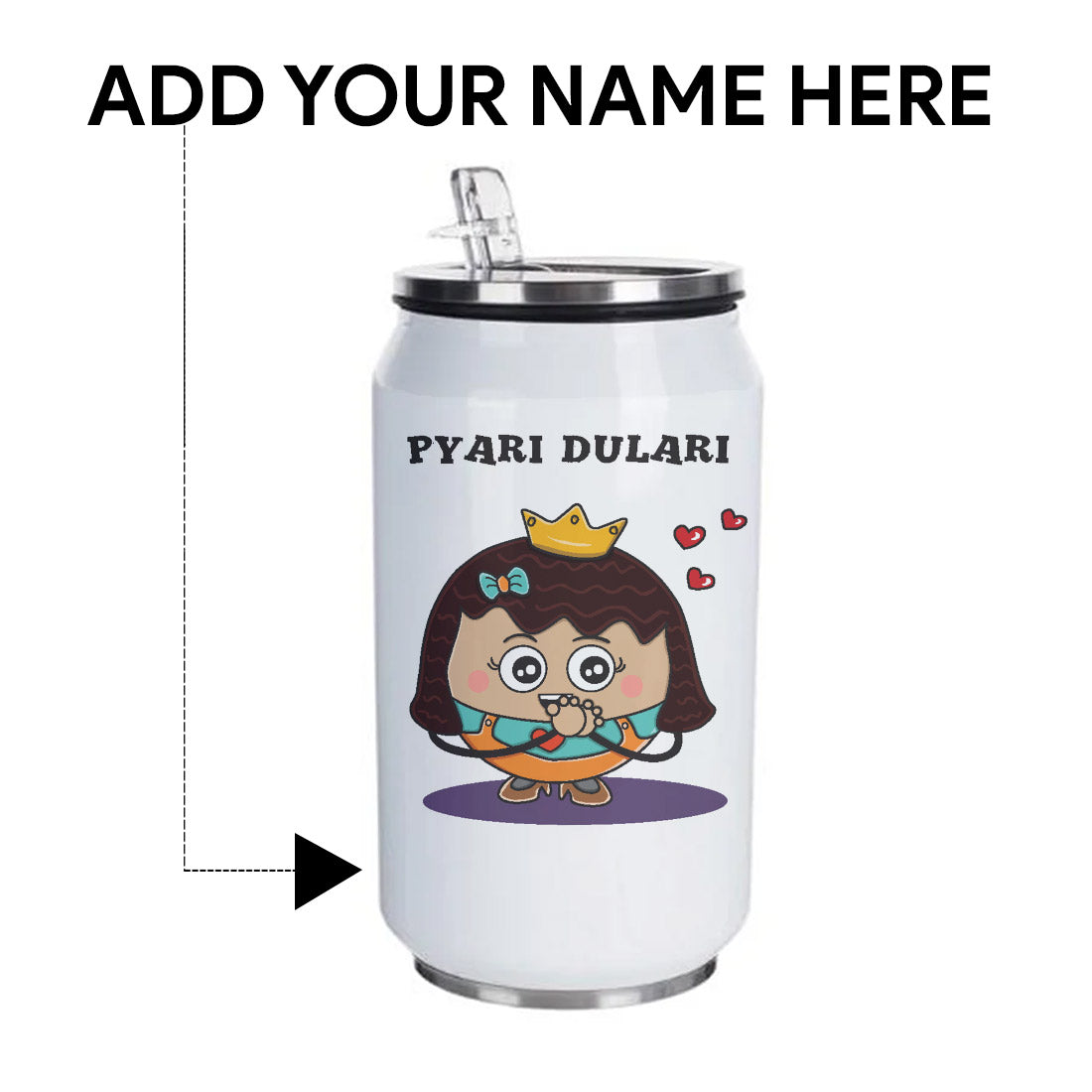 Pyari Dulari Printed Customized Steel Sipper Can 350 Ml