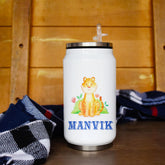 Lion illustration Customized Steel Sipper Can 350 Ml