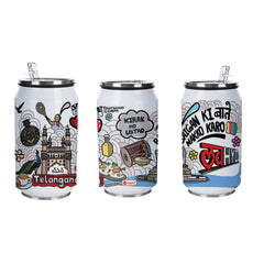 Telangana doodle art steel sipper can - Discovering India