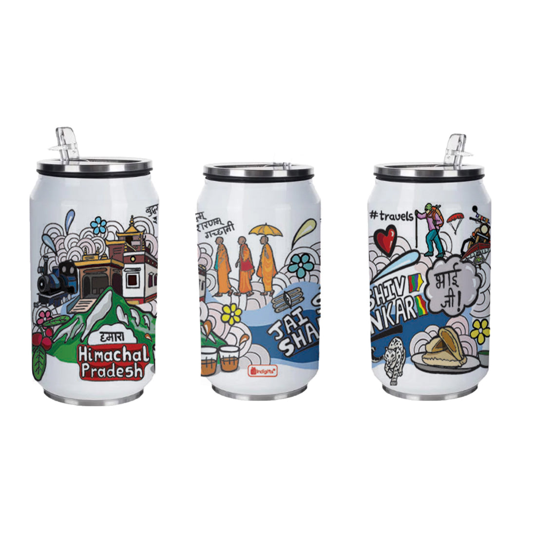 Himachal Pradesh doodle art steel sipper can - Discovering India
