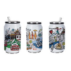 Himachal Pradesh doodle art steel sipper can - Discovering India