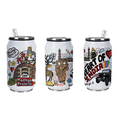 Madhya Pradesh doodle art steel sipper can - Discovering India