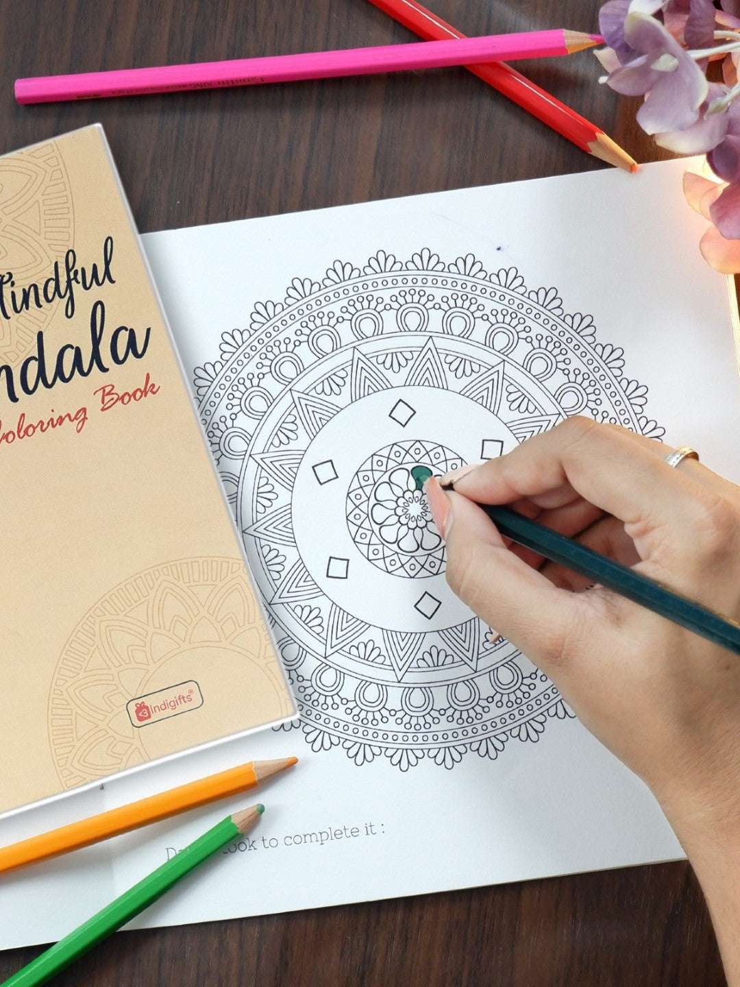 Frame with Mandala Coloring Book Magnets Mini Kaju Katli Bites (125 gm)