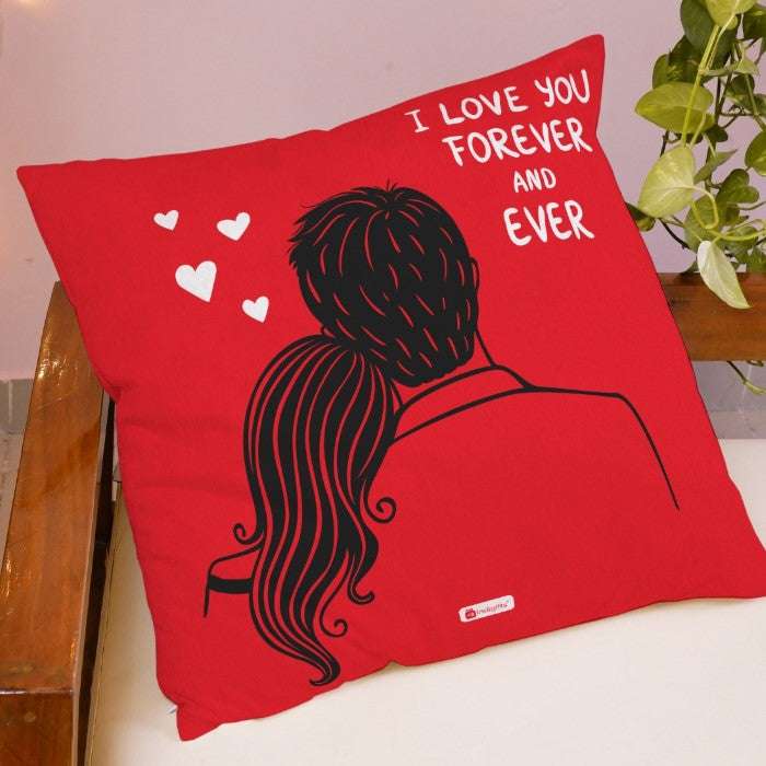 Love You Forever Printed Reversible Hug Cushion with Cover (24 inches)