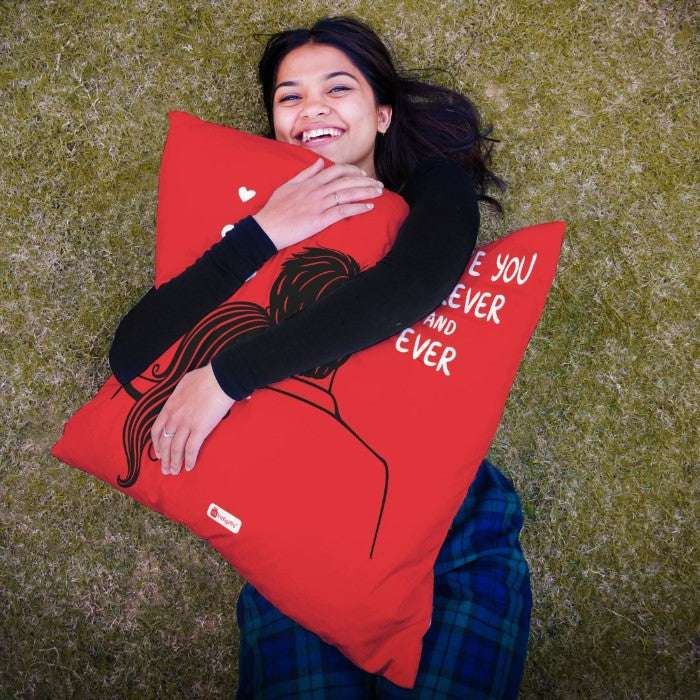 Love You Forever Printed Reversible Hug Cushion with Cover (24 inches)