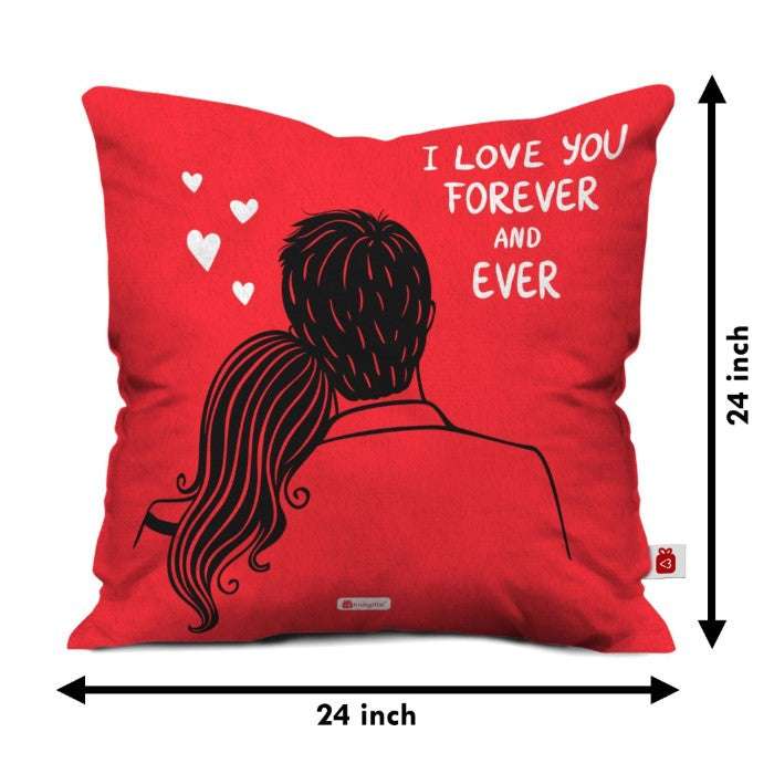 Love You Forever Printed Reversible Hug Cushion with Cover (24 inches)