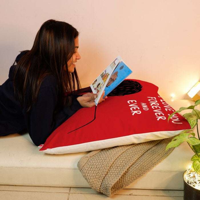 Love You Forever Printed Reversible Hug Cushion with Cover (24 inches)