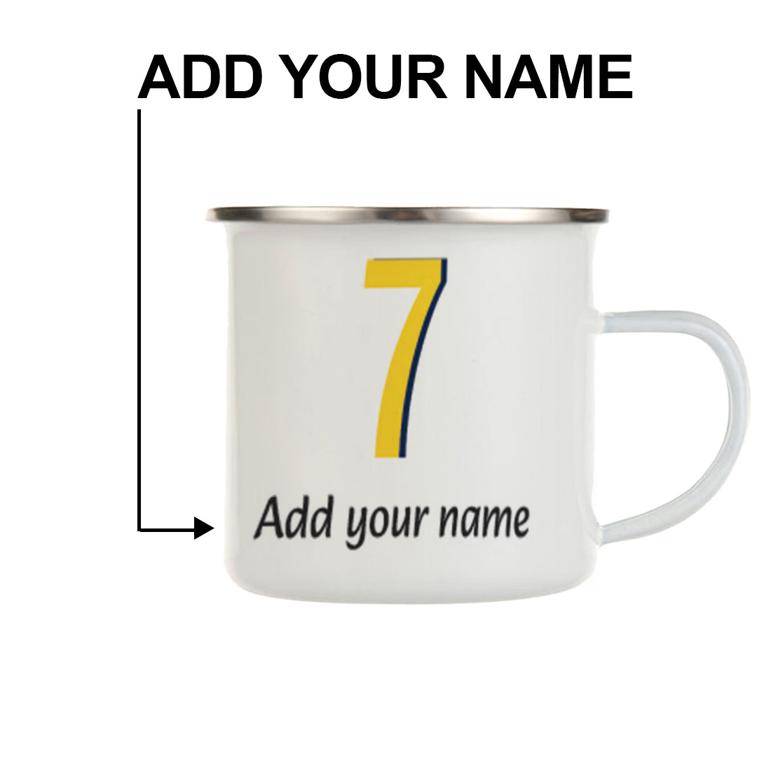 Personalised Cricket Dhoni Printed Enamel Mug -Customize Mug With Your Name