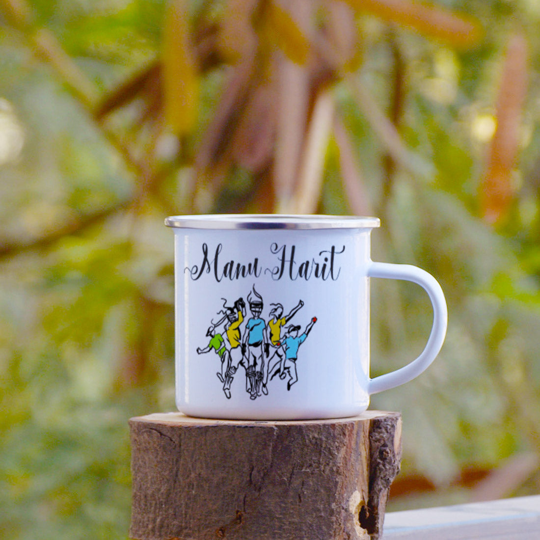 Personalised Cricket Fever Printed Enamel Mug -Customize Mug With Your Name