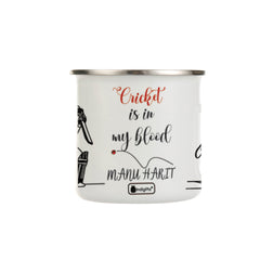 Personalised Cricket In Blood Printed Enamel Mug - Customize Mug With Your Name