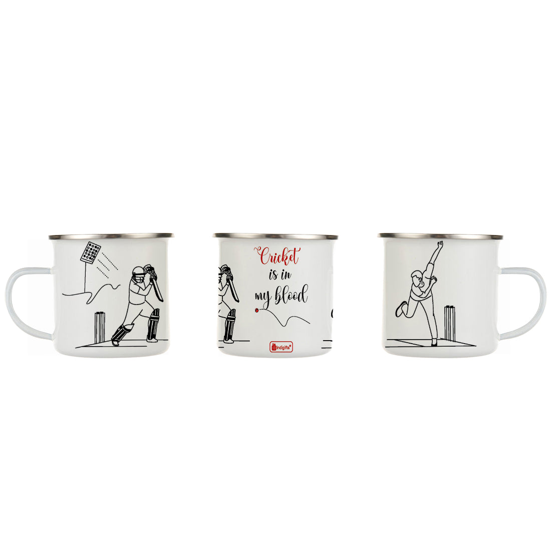 Cricket In Blood Printed Enamel Mug - 250 ML
