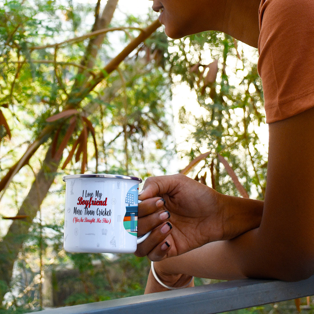Cricket Love Boyfriend Printed Enamel Mug -250 ML