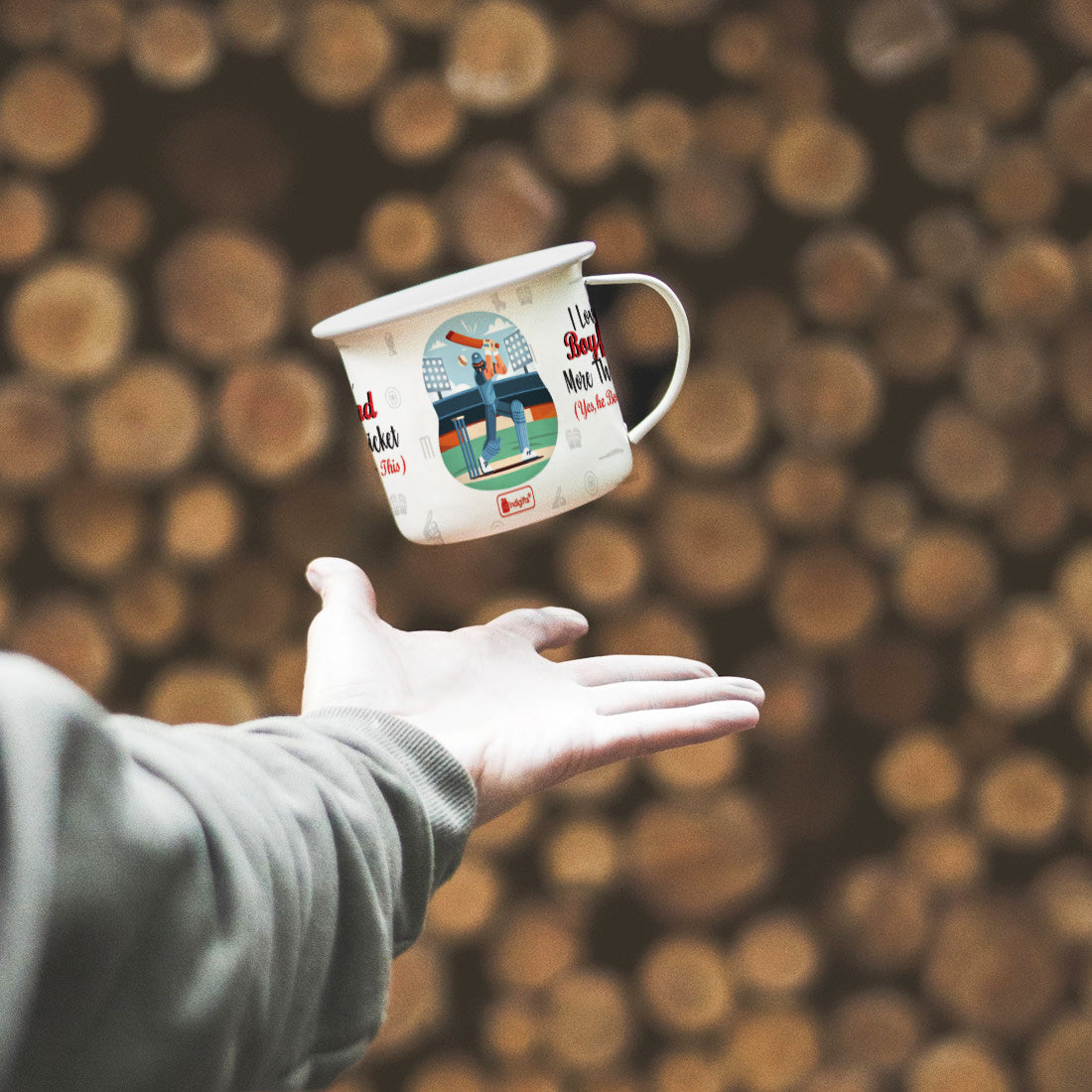 Cricket Love Boyfriend Printed Enamel Mug -250 ML