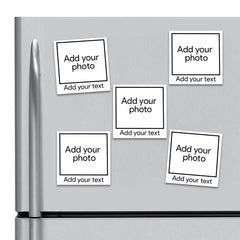 Fridge magnet set of 5 - with customized image and text