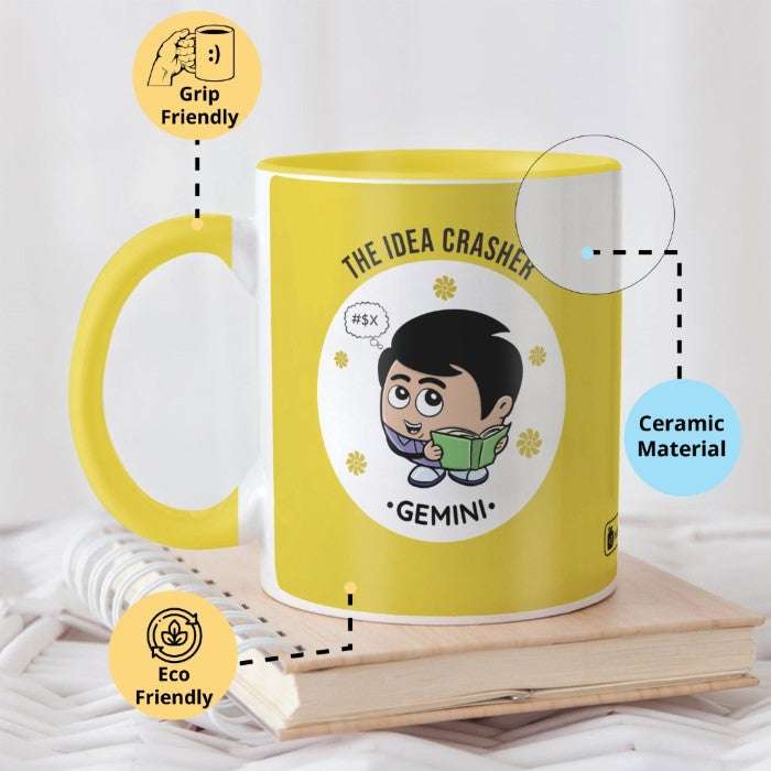 Gemini Zodiac Sign Gift Set Coffee Mug, Coaster, Diary Set Of 3