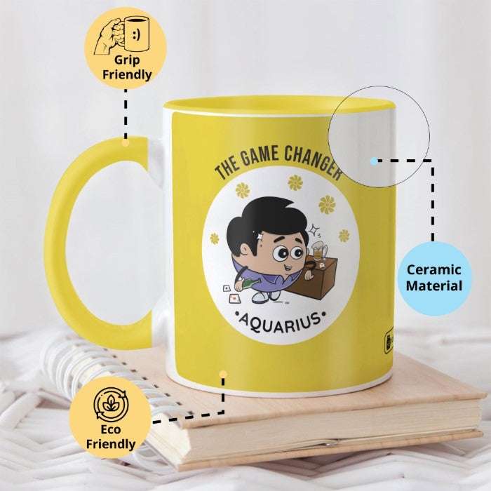 Aquarius Zodiac Sign Gift Set Coffee Mug, Coaster, Diary Set Of 3