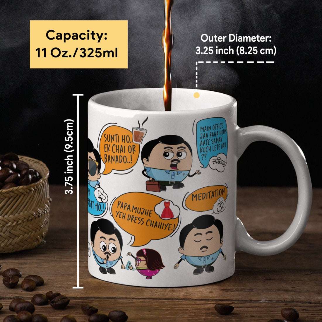 Father's Day, Birthday Gifts for Papa Quote Printed Coffee Mug 325 ml- Coffee Mug Gift for Dad