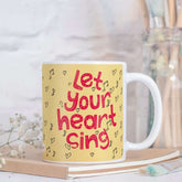 Hand Drawn Lettering with Musical Love Notes Brown Coffee Mug