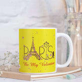 Couple Kissing Love At Eiffel Tower Yellow Coffee Mug Valentine Gift