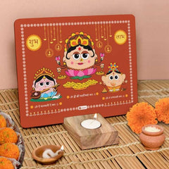 Laxmi Ganesh Diya Stand and Traditional DIY Rangoli Duo