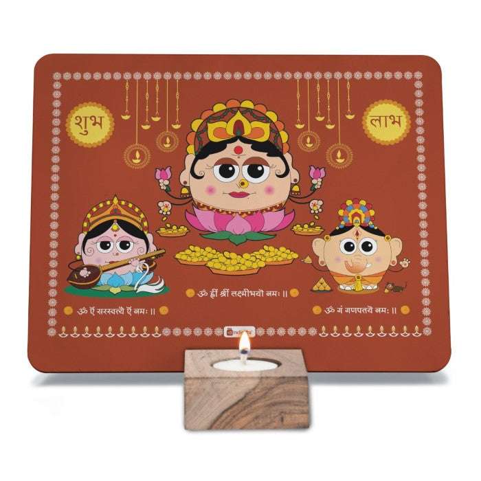 Diwali Hamper with Fairy Lights, Laxmi Ganesh Stand & Rangoli