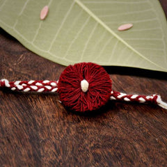 Red and Yellow Plantable Seed Rakhi With Kaju Katli Mini Bites 125 gm