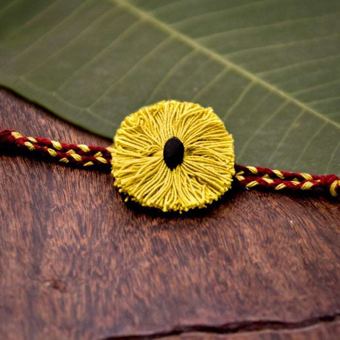 Red and Yellow Plantable Seed Rakhi With Kaju Katli Mini Bites 125 gm