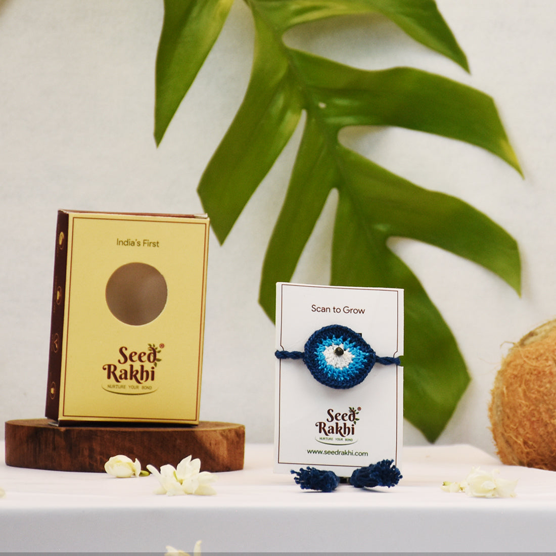 Swastika and Neel Nazar Battu 2 Seed Rakhis Premium Hamper