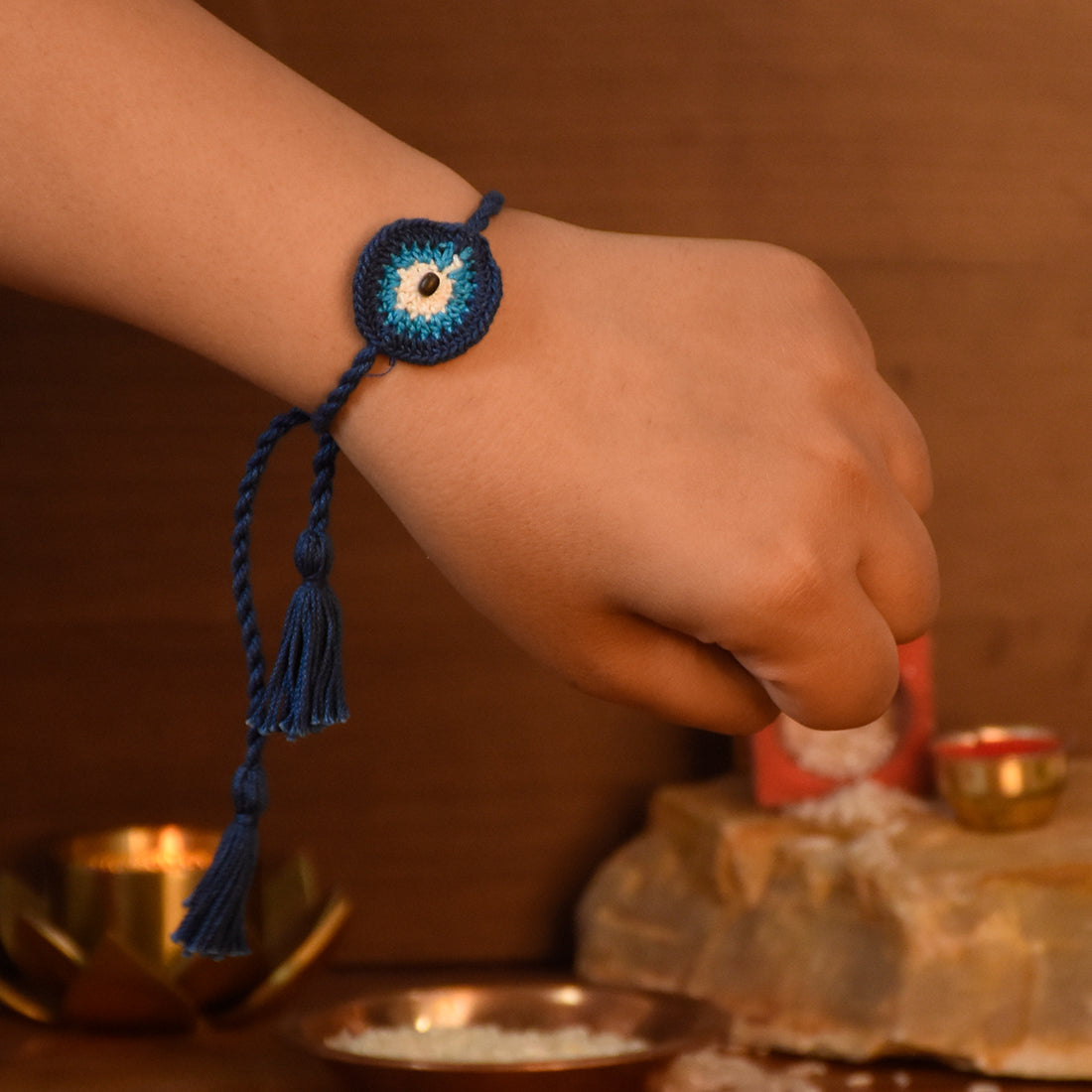 Swastika and Neel Nazar Battu 2 Seed Rakhis Premium Hamper