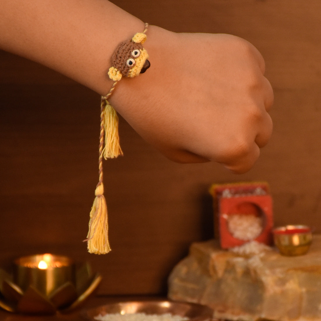 Eco-Friendly Plantable Monkey Shape Seed Rakhi With Roli