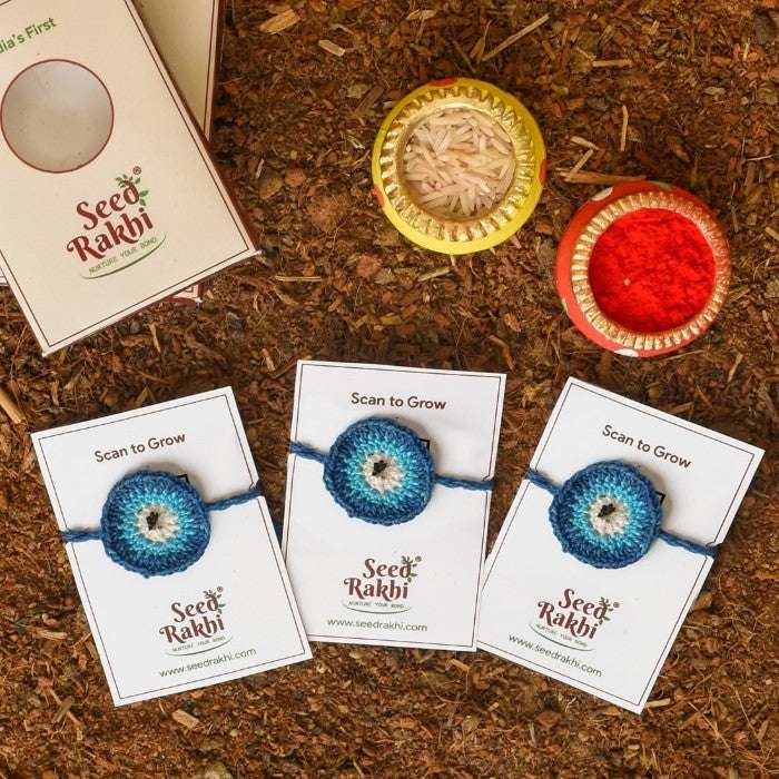 Neel Nazar Battu Eco-friendly Seed Rakhi Set of 3 (Seed: Kalonji)