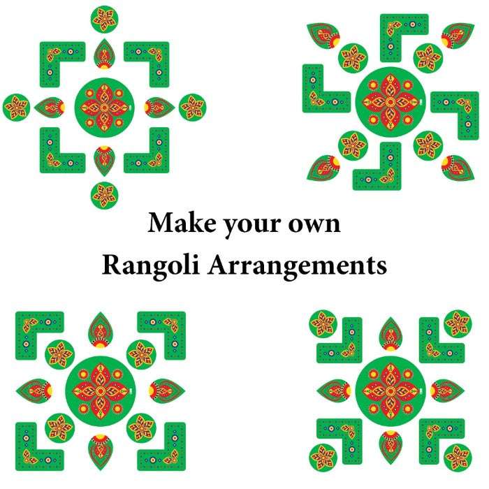 Laxmi Ganesh Diya Stand and Traditional DIY Rangoli Duo