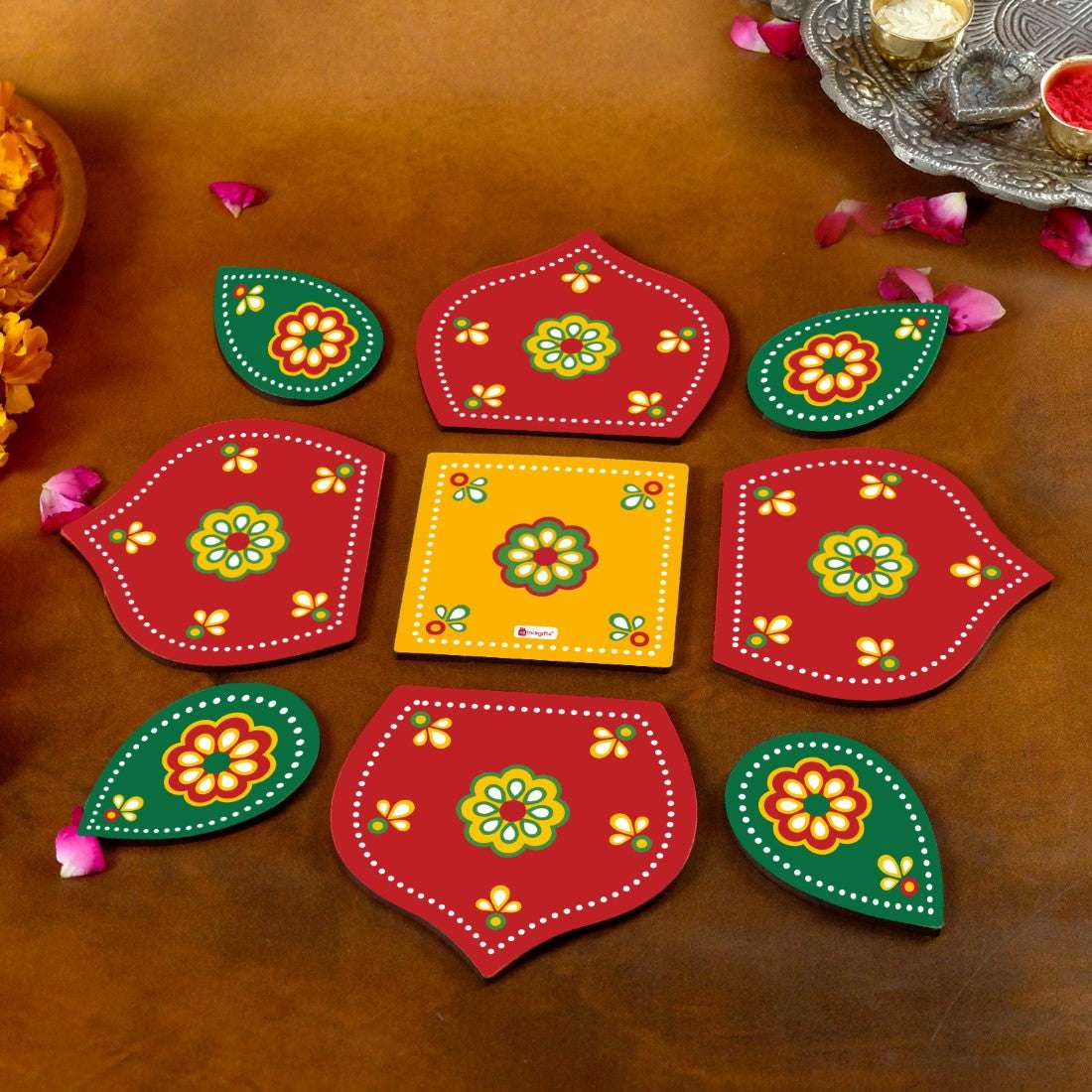 Abhinandan Box of DIY Decoratives, Laxmi Ganesh Tea-Light Stand & Health-Packed Goodies