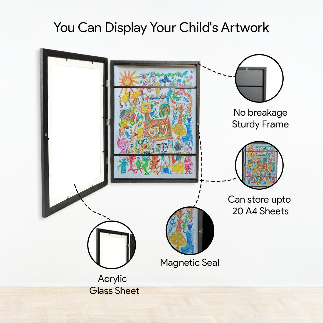 3D Art Storage Frame Wall Hanging For Kid's Drawings